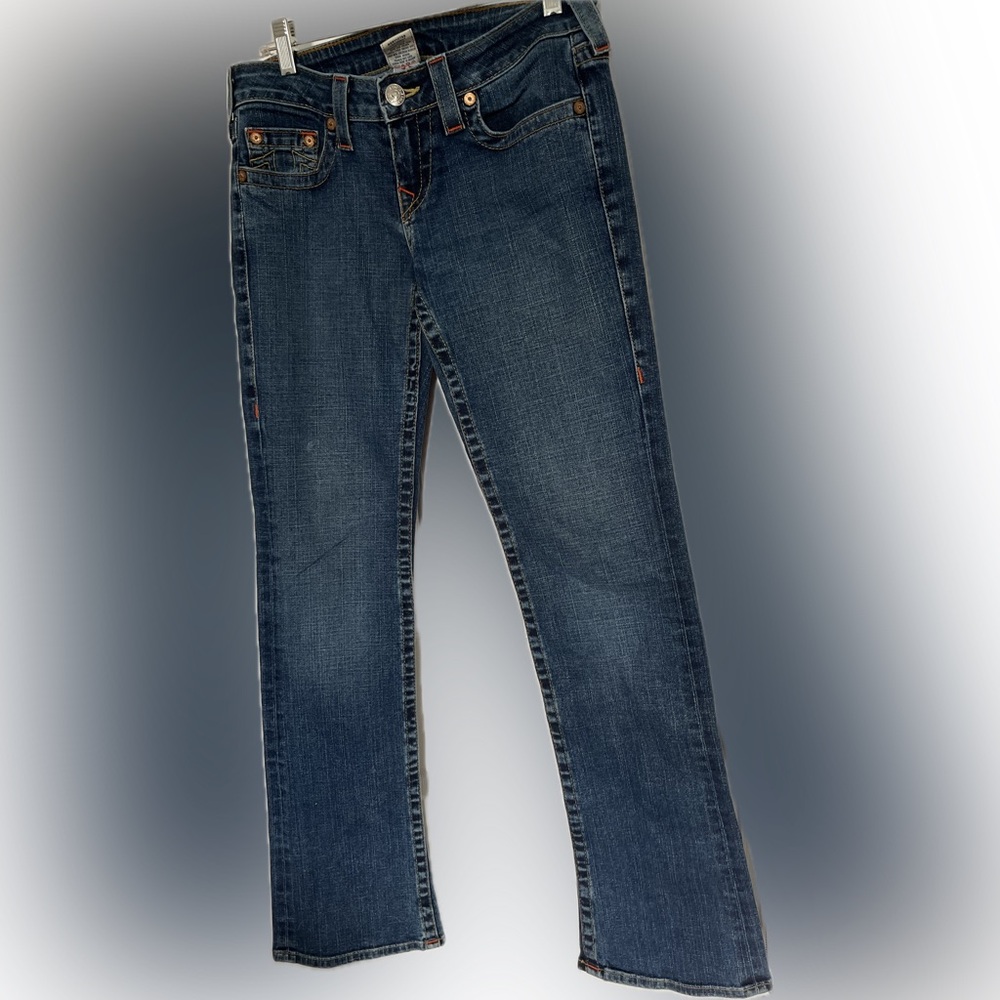 True Religion Gina Indigo Straight Leg Jeans Dark Wash Size 29 Made in the USA